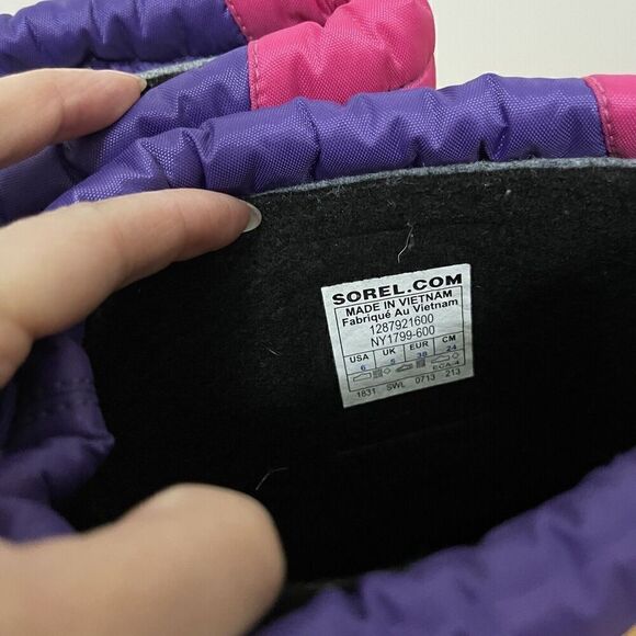 SOREL fleece line rubber outdoor winter snow boots purple pink size US 6 eu 38 - Picture 4 of 7